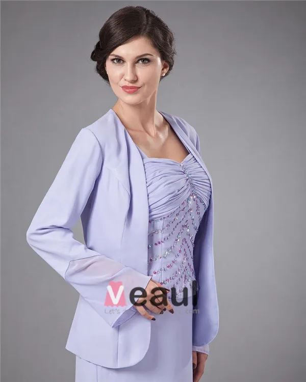 Chiffon Ruffle Coat Floor Length Mothers of Bride Guests Dresses