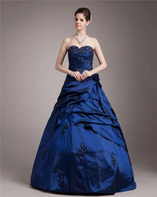 Royal Blue Sweetheart Floor length Satin Dress