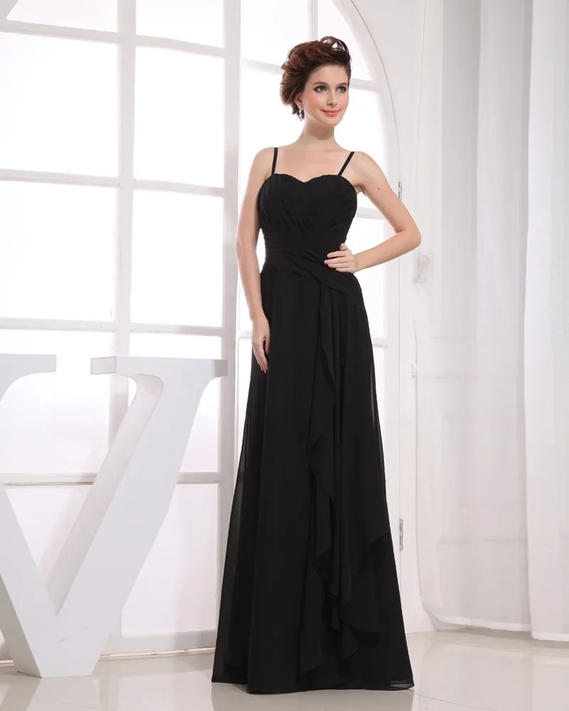 Kjaereste Halsen Gulv Lengde Ermelos Fold Chiffon Imperium Brudepikekjoler