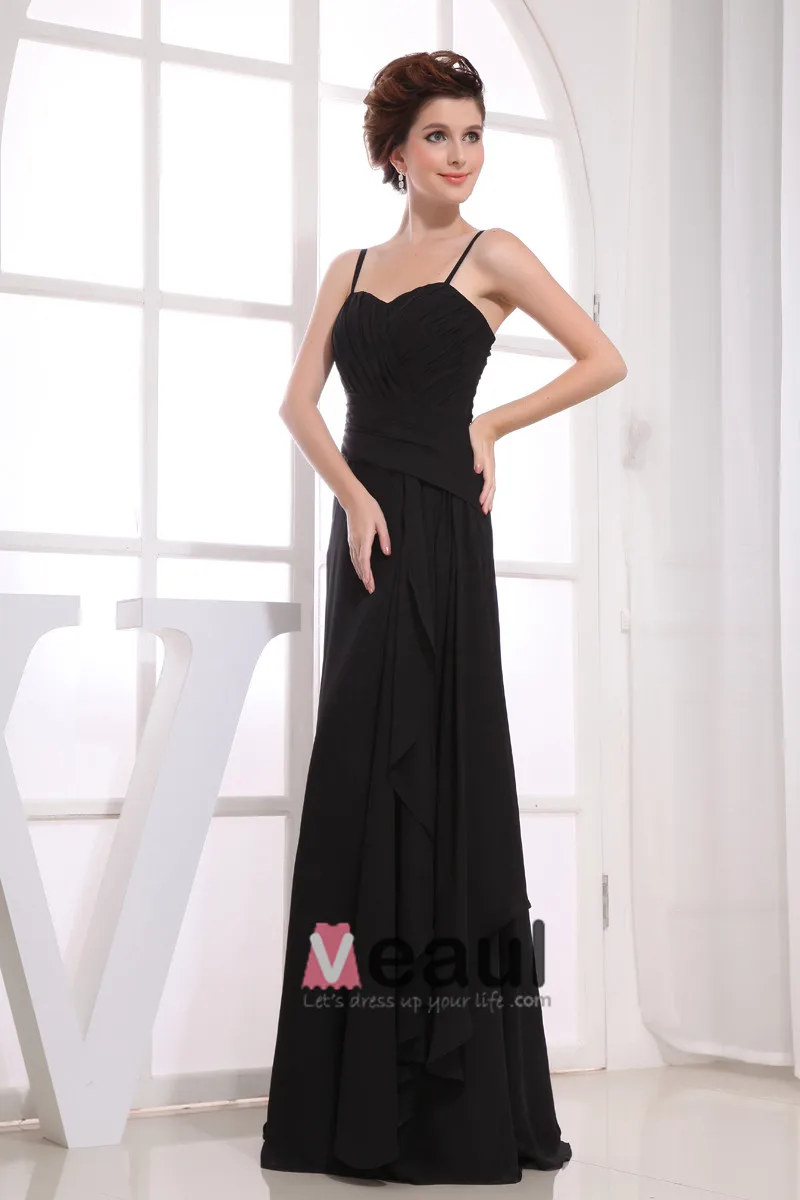 Kjaereste Halsen Gulv Lengde Ermelos Fold Chiffon Imperium Brudepikekjoler