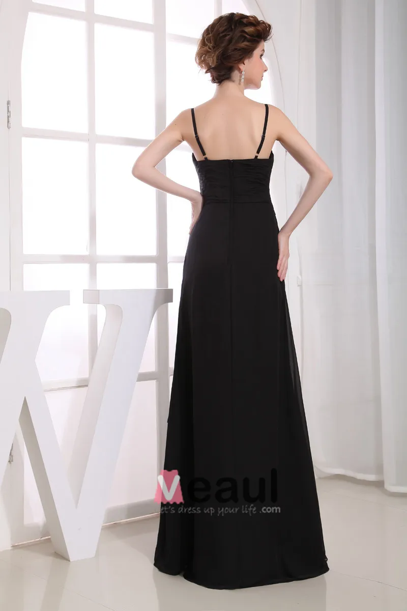 Kjaereste Halsen Gulv Lengde Ermelos Fold Chiffon Imperium Brudepikekjoler