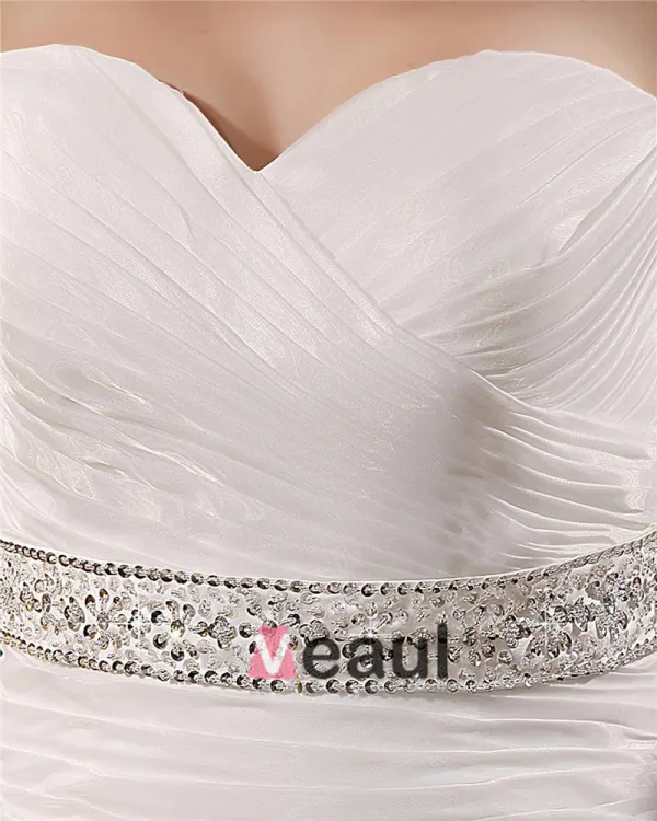 Elegant A-Line Sweetheart Sleeveless Floor-Length Yarn Plus Size Wedding Dresses