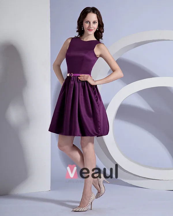 Taffeta Bateau Sleeveless Knee Length Bridesmaid Dress