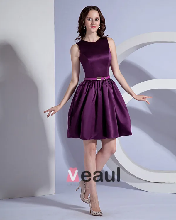 Taffeta Bateau Sleeveless Knee Length Bridesmaid Dress