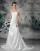 Satin Sequins One Shoulder Ruffle Court Train Sheath Wedding Dress