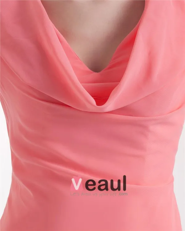 V-cou Drape De Fabrication Sol Robes De Demoiselle D'honneur De Mousseline De Soie Longueur