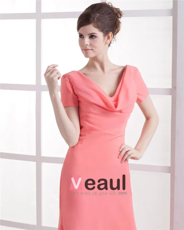 V-cou Drape De Fabrication Sol Robes De Demoiselle D'honneur De Mousseline De Soie Longueur