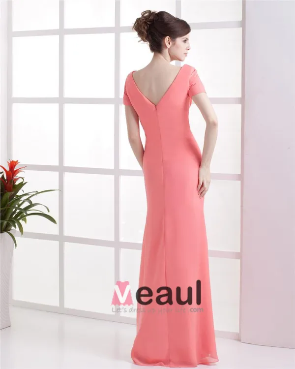 V-cou Drape De Fabrication Sol Robes De Demoiselle D'honneur De Mousseline De Soie Longueur