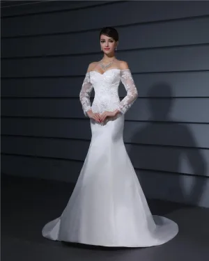 Lieverd Applique Vloer Lengte Kant Vrouw Zeemeermin Bruidsjurken Trouwjurken