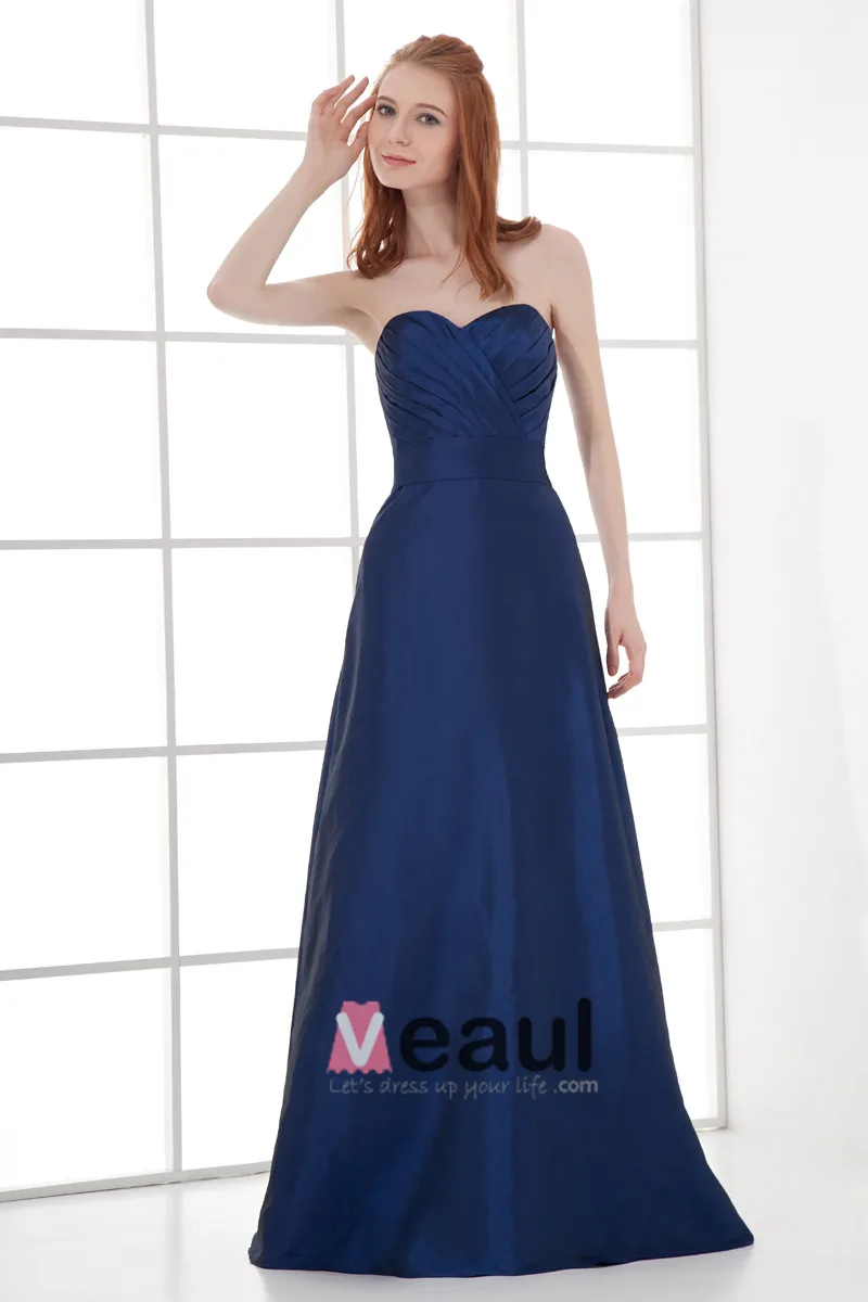 Mote Taffeta Plissert Kjaereste Gulv Lengde Brudepikekjoler