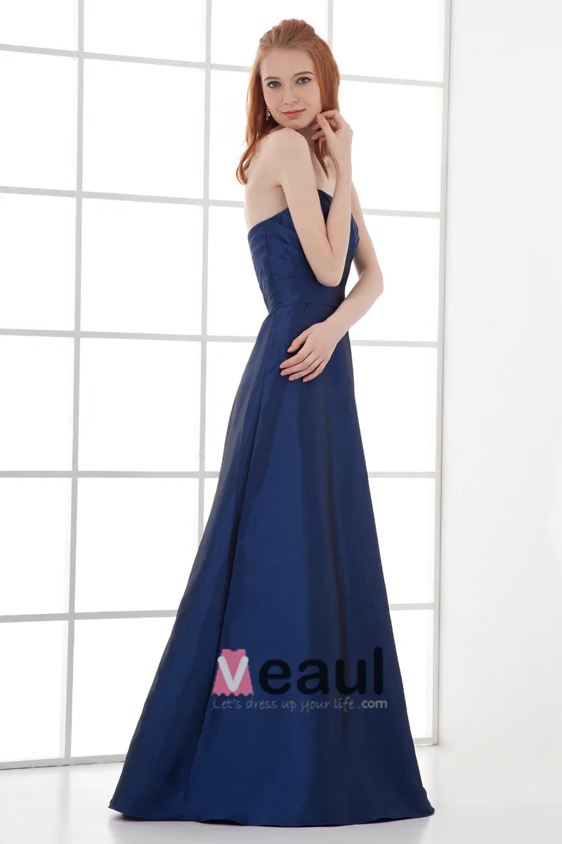 Mote Taffeta Plissert Kjaereste Gulv Lengde Brudepikekjoler