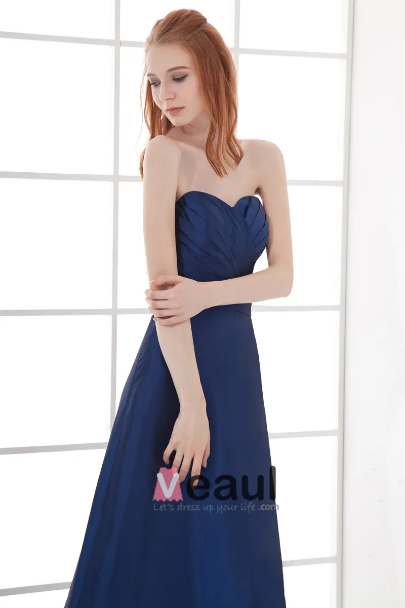 Mote Taffeta Plissert Kjaereste Gulv Lengde Brudepikekjoler