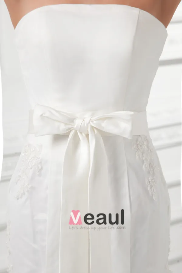 Applique De Tulle Perlage Noeud Bretelles Les Trains Tribunal Robe De Mariée Sirène