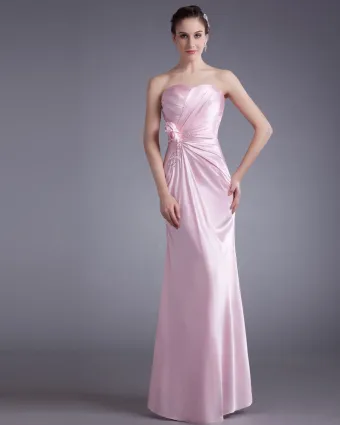 Ruffle Flower Sequins Sweetheart Floor Length Bridesmaid Dress