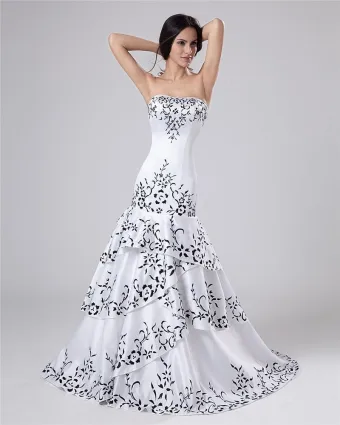 Satin Beading Ruffles Sweetheart Cathedral Train Sheath Wedding Dresses