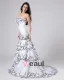 Satin Beading Ruffles Sweetheart Cathedral Train Sheath Wedding Dresses