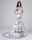 Satin Beading Ruffles Sweetheart Cathedral Train Sheath Wedding Dresses