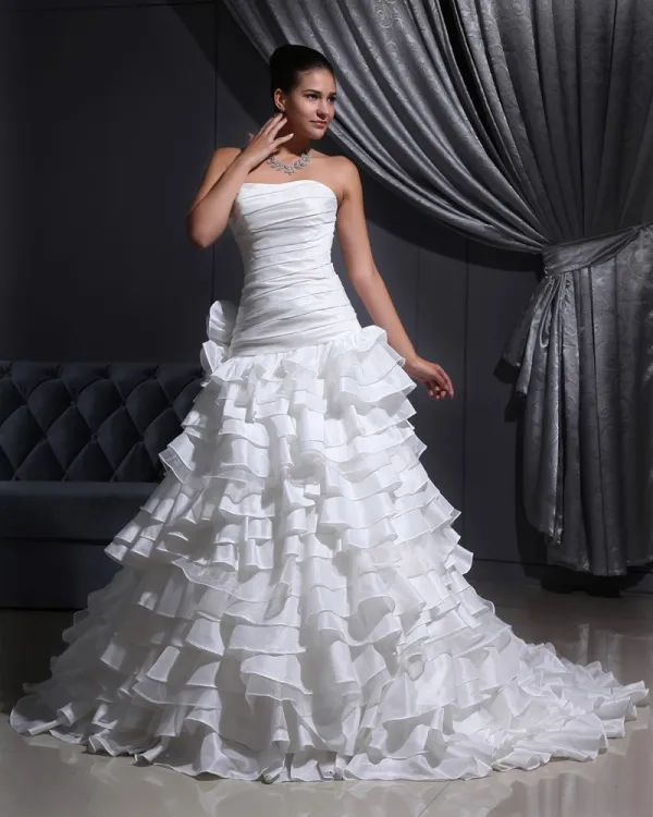 TU Cloth Solid Strapless Court A-line Bridal Gown Wedding Dress