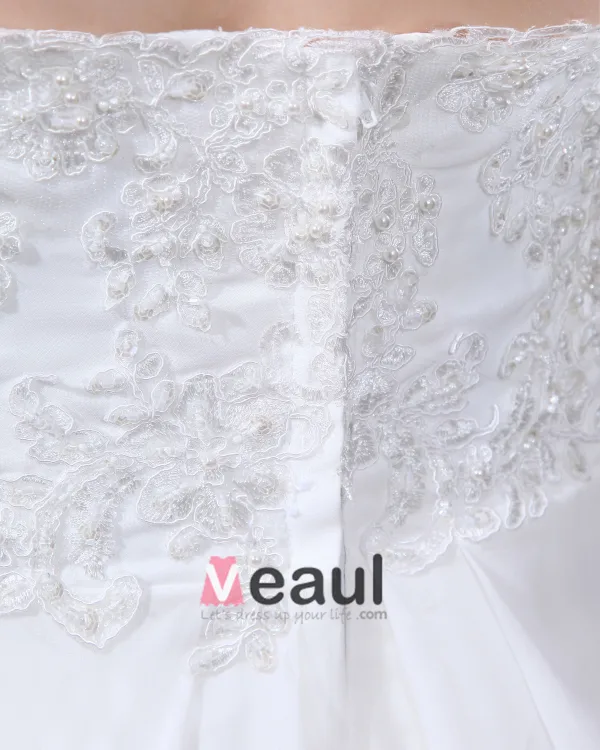 Satin Chiffon Applique Sweetheart Court Plus Size Bridal Gown Wedding Dresses