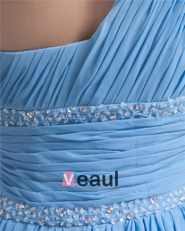 Empire High Low One Shoulder Chiffon Beading Cocktail Dresses