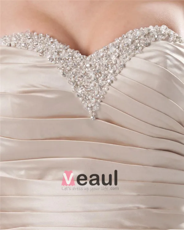 Sweetheart Pleated Floor Length Bowknot Satin Sheath Wedding Dress