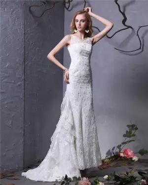 Bijou Perles Etage Longueur Robe En Dentelle De Mariée Fourreau