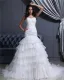 Sweetheart Lace Up Floor Length Sleeveless Cathedral Train Applique Ruffle Layered Organza Woman Mermaid Wedding Dress