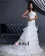 Sweetheart Lace Up Floor Length Sleeveless Cathedral Train Applique Ruffle Layered Organza Woman Mermaid Wedding Dress