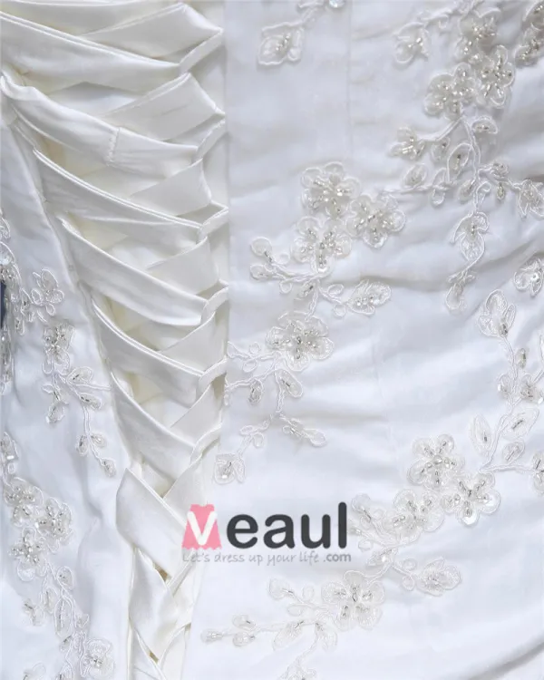 Sweetheart Lace Up Floor Length Sleeveless Cathedral Train Applique Ruffle Layered Organza Woman Mermaid Wedding Dress