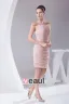 Chiffon Imitated Silk Fabric Pleated Neckline Seam Bead Knee Length Cocktail Dress