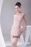 Chiffon Imitated Silk Fabric Pleated Neckline Seam Bead Knee Length Cocktail Dress