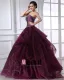 Ball Gown Taffeta Organza Applique Ruffle Beading Strapless Floor Length Quinceanera Prom Dresses