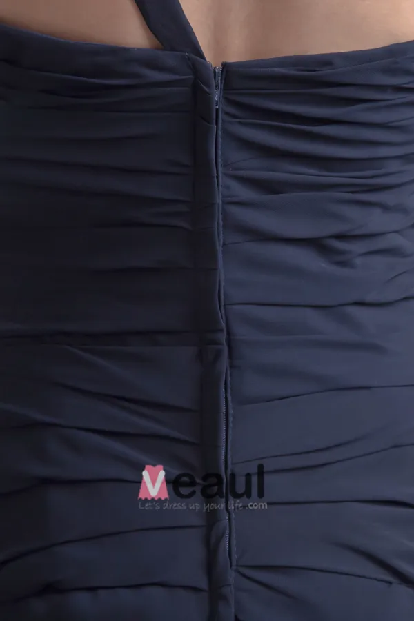 Mousseline De Soie Fleur Une Epaule Etage Robe De Demoiselle D'honneur De Longueur Plisse De Mode