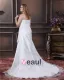 Elegant Organza Sweetheart Applique Beading Empire Chapel Train Plus Size Wedding Dresses