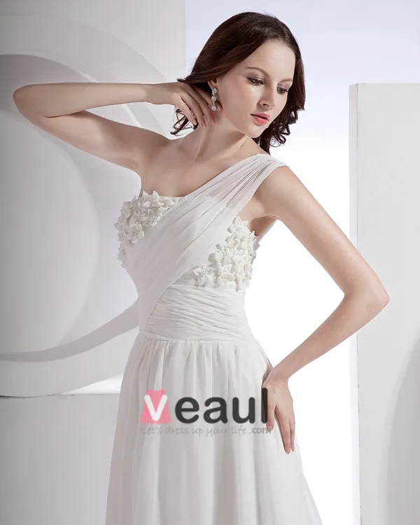 Mousseline De Soie Satin Perlage Un Balayage Gaine Nuptiale Robe De Mariée De Robe De L'epaule
