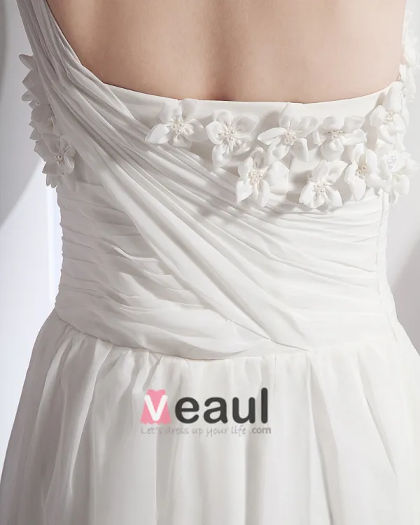 Mousseline De Soie Satin Perlage Un Balayage Gaine Nuptiale Robe De Mariée De Robe De L'epaule