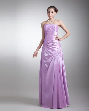 Taffeta Ruffle Sequins Strapless Floor Length Bridesmaid Dress