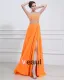Chiffon Ruffle Applique Beading One Shoulder Floor Length Evening Dresses