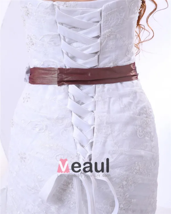 Dentelle Fleurs Sirène D'amoureux De Chapelle Robe De Mariée De Train