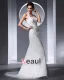 Halter Applique Beading Floor Length Organza Tulle Woman Mermaid Wedding Dress