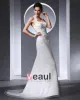 Halter Applique Beading Floor Length Organza Tulle Woman Mermaid Wedding Dress