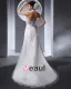 Halter Applique Beading Floor Length Organza Tulle Woman Mermaid Wedding Dress