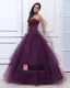 Ermelos Satin Garn Broderi Ruffles Applikasjon Kjaereste Gulv Lengde Ballkjoler