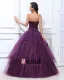 Ermelos Satin Garn Broderi Ruffles Applikasjon Kjaereste Gulv Lengde Ballkjoler