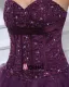 Ermelos Satin Garn Broderi Ruffles Applikasjon Kjaereste Gulv Lengde Ballkjoler