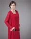 Chiffon Round Neck Ruffle Layered Tea Length Mothers of Bride Guests Dresses