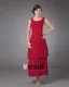 Chiffon Round Neck Ruffle Layered Tea Length Mothers of Bride Guests Dresses