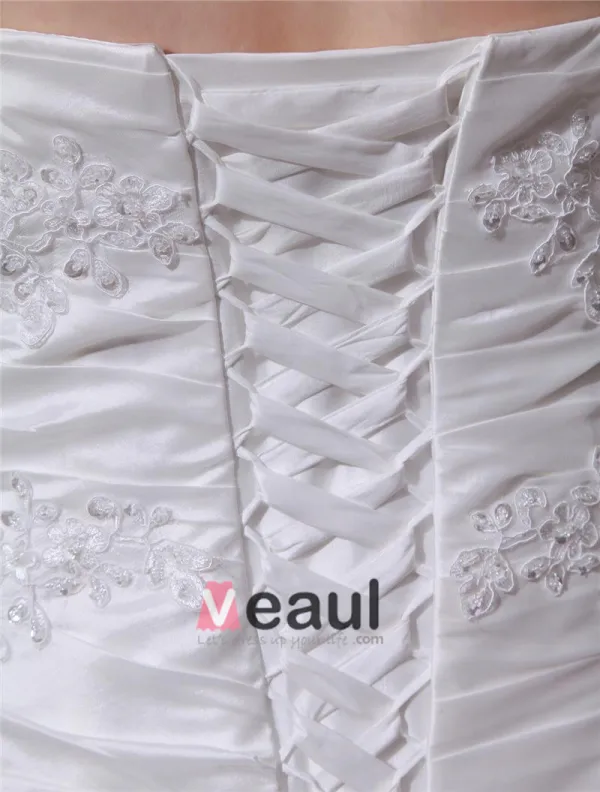 Satin Organza Ruffle Beading Sweetheart Court Plus Size Bridal Gown Wedding Dress