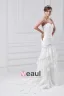 Taffeta Flower Applique Sequins Sweetheart Court Train Tiered Sheath Wedding Dress