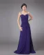 Chiffon Frynse Rund Hals Gulv Lengde Modre Av Bruden Gjester Kjoler